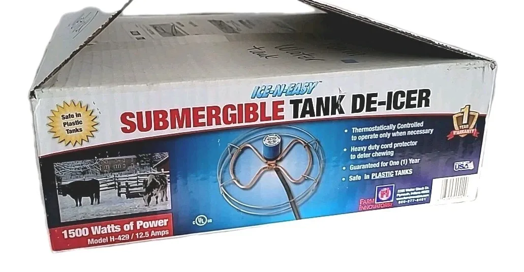 Farm Innovators H-429 Submersible Tank De-Icer 1500W for Plastic Stock Tanks